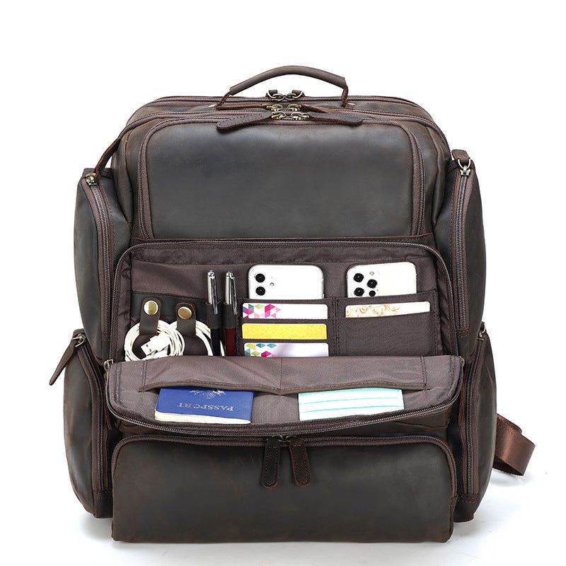 17-Inch Leren Rugzak Travel Vintage