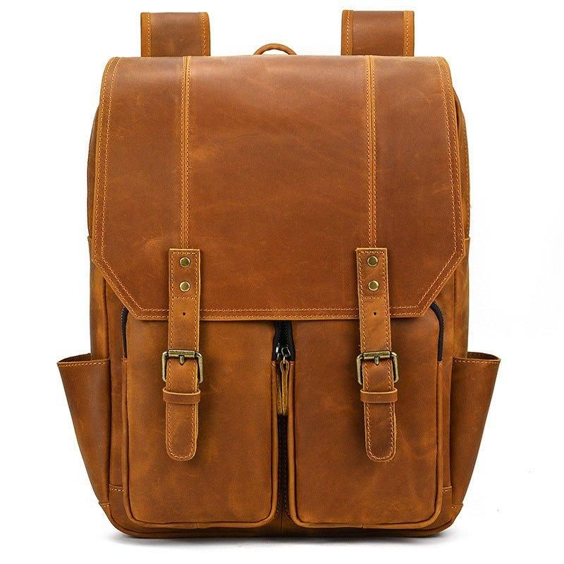 Bruin Leren Rugzak Vintage Voor 17 Inch Laptop