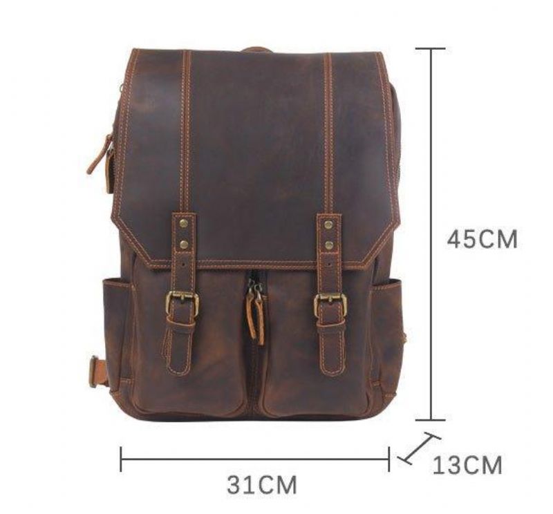 Bruin Leren Rugzak Vintage Voor 17 Inch Laptop