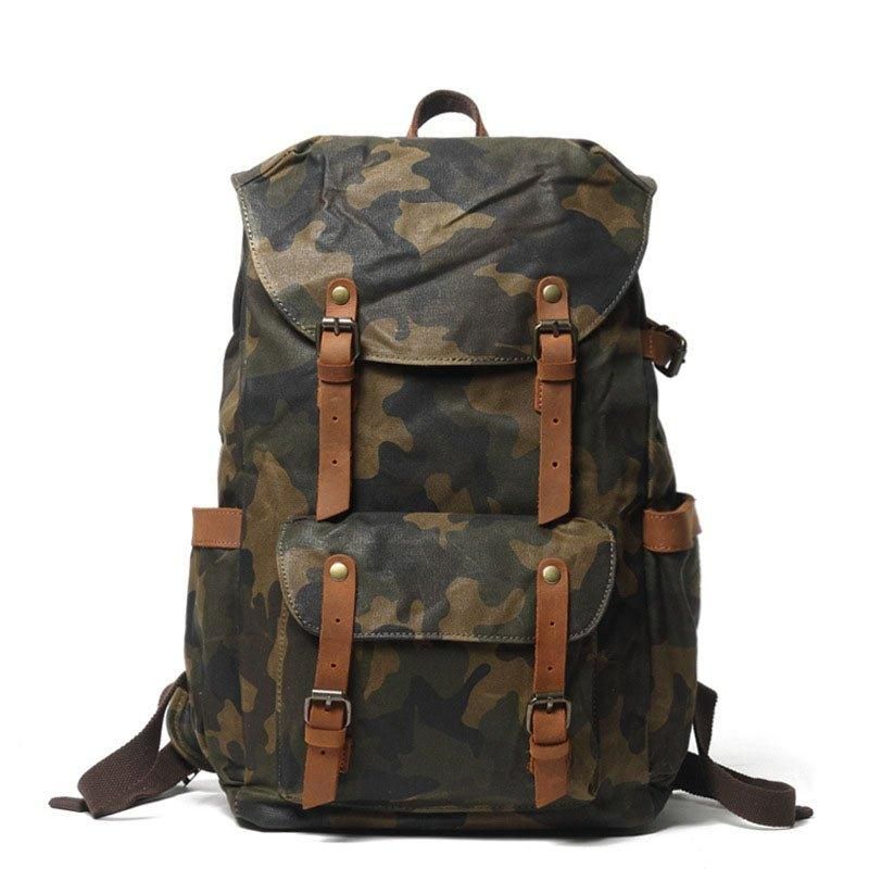 Camo Vintage Canvas Rugzakken Voor School