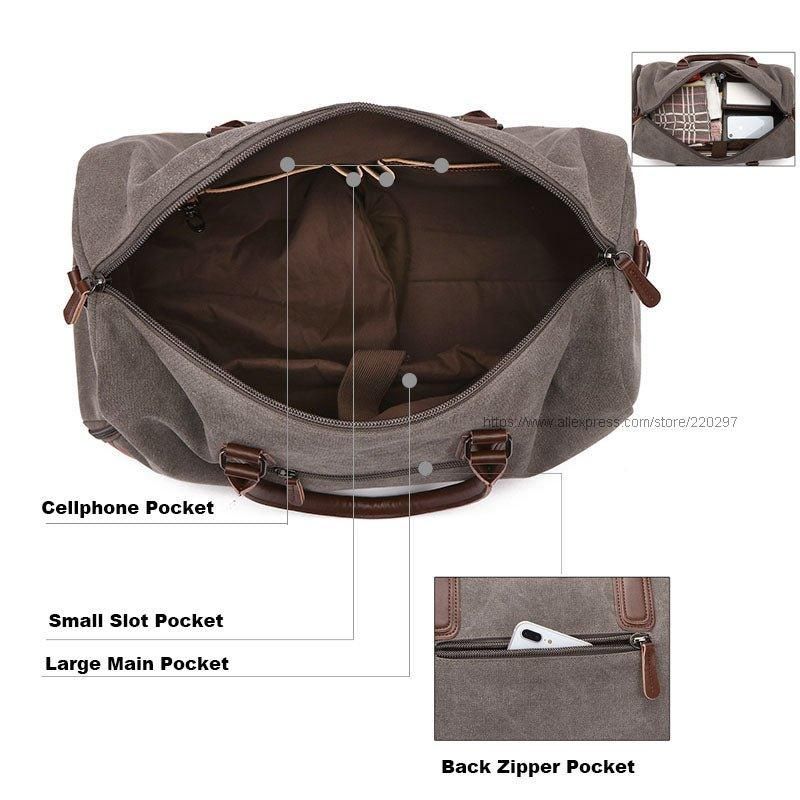 Canvas Duffel Lederen Draagtas