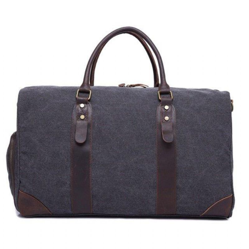 Canvas Duffel Lederen Handbagage Weekendtas