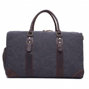 Canvas Duffel Lederen Handbagage Weekendtas