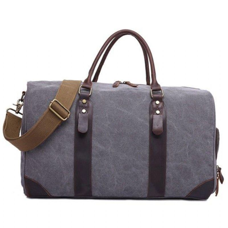 Canvas Duffel Lederen Handbagage Weekendtas