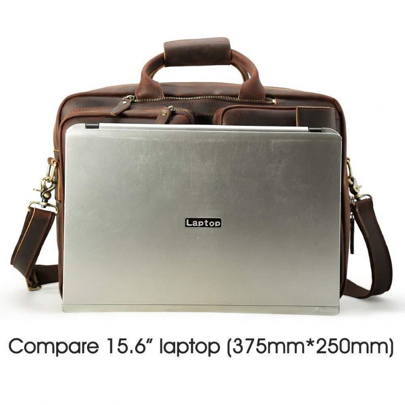 Converteerbare Leren Rugzakaktentas Voor 15.6 Inch Laptop