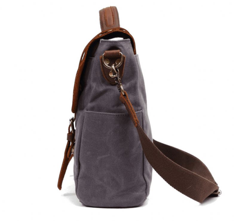 Crossbody-Laptoptas Heren Van Canvas En Leer