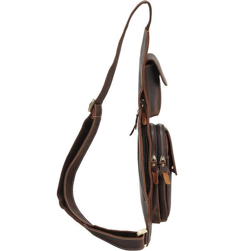 Crossbody Sling Bag Crazy Horse-Leer Voor Heren