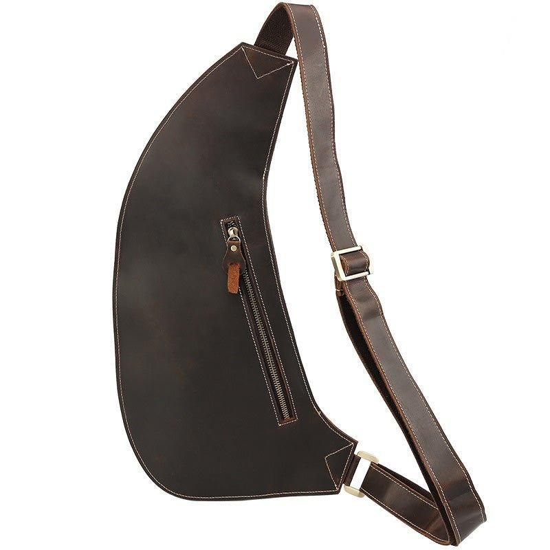 Crossbody Sling Bag Crazy Horse-Leer Voor Heren