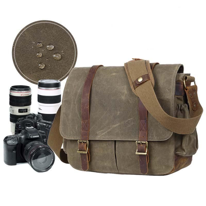 Gewaxte Canvas Dslr Camera-Koerierstas