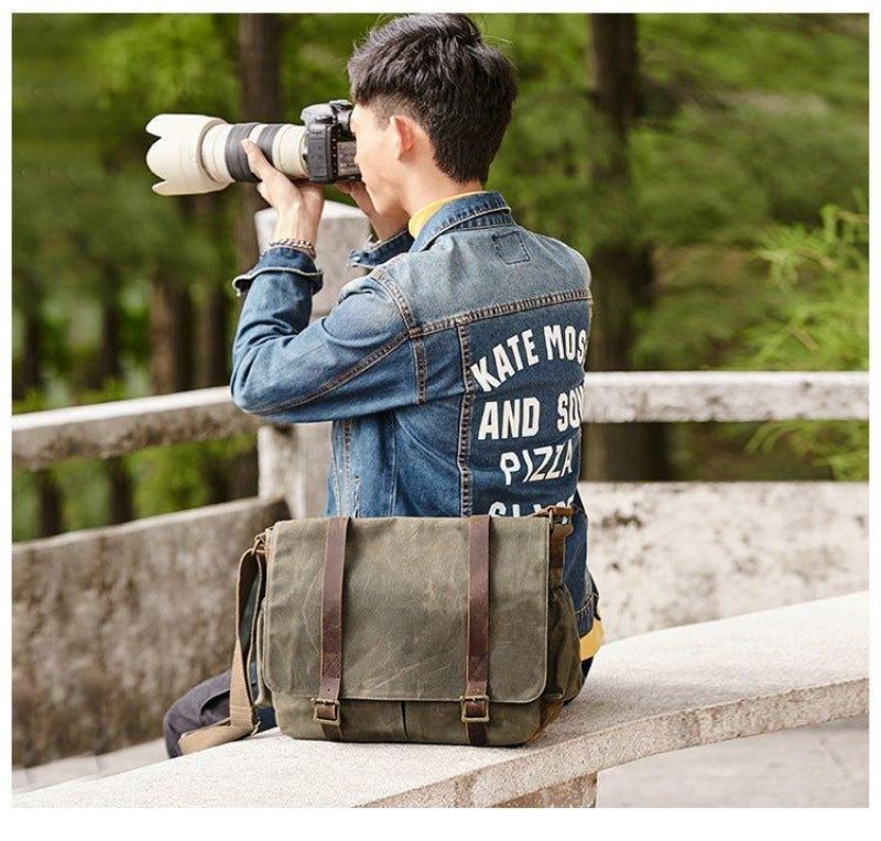 Gewaxte Canvas Dslr Camera-Koerierstas