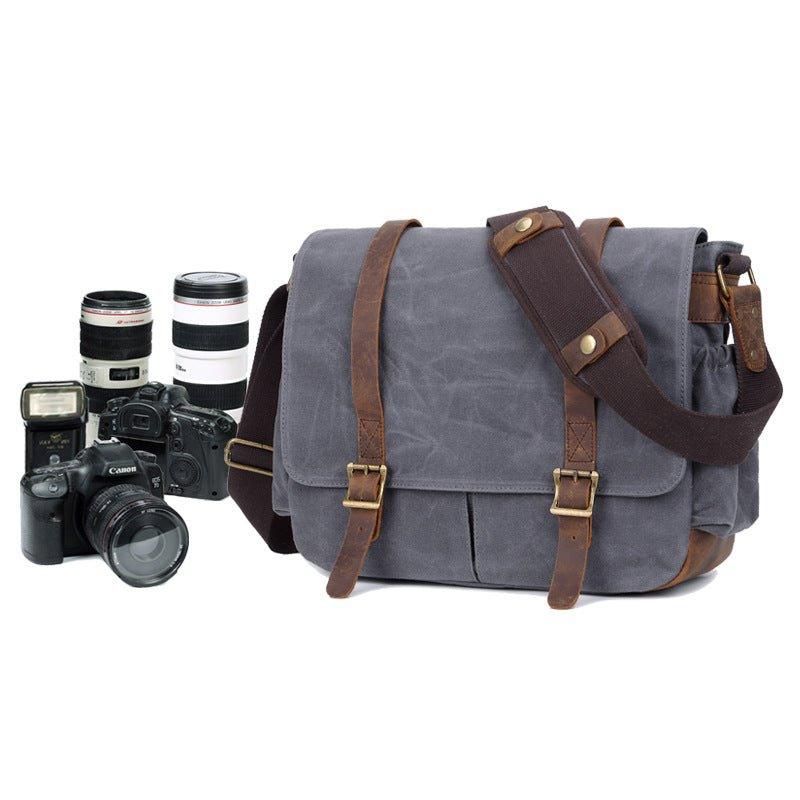 Gewaxte Canvas Dslr Camera-Koerierstas