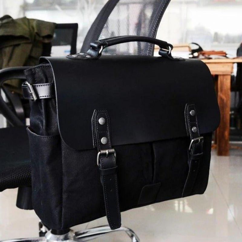 Gewaxte Canvas Laptoptas Motorfietszadeltassen