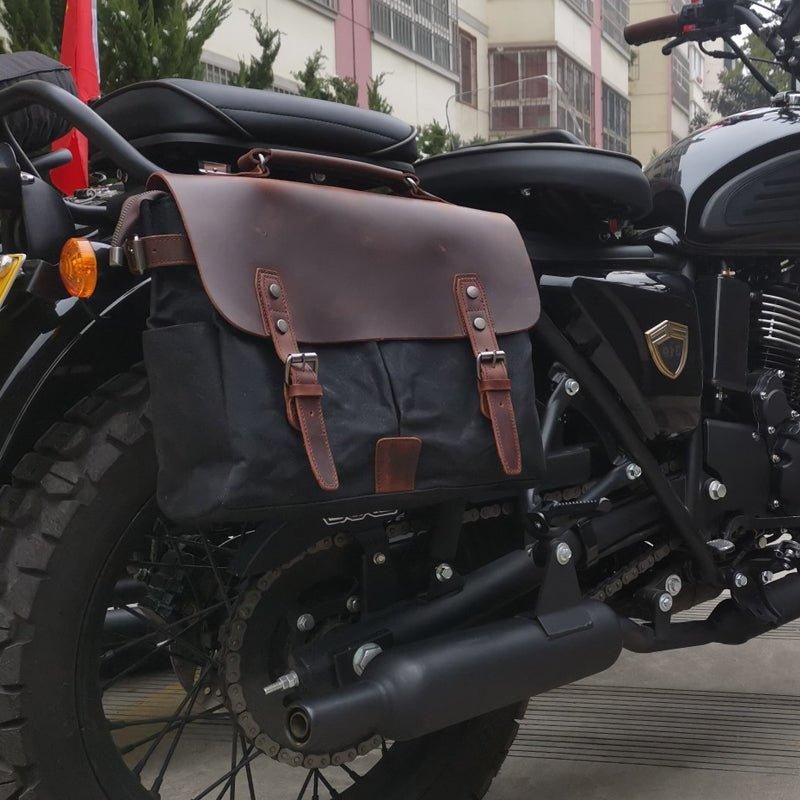 Gewaxte Canvas Laptoptas Motorfietszadeltassen