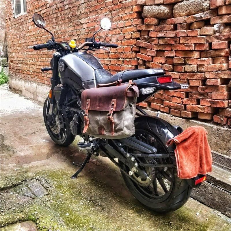 Gewaxte Canvas Laptoptas Motorfietszadeltassen