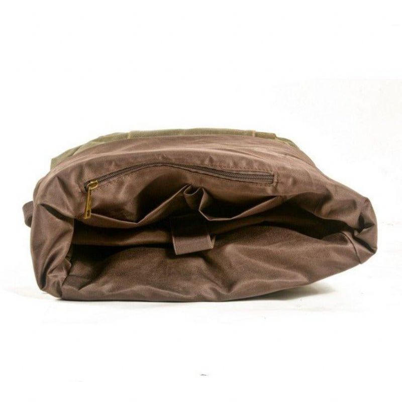 Gewaxte Canvas Roll-Top Rugzak Vintage Met Laptophoes