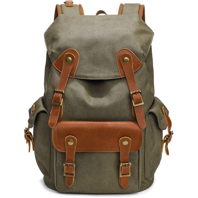 Gewaxte Canvas Rugzak Vintage Outdoor Reizen Voor Heren