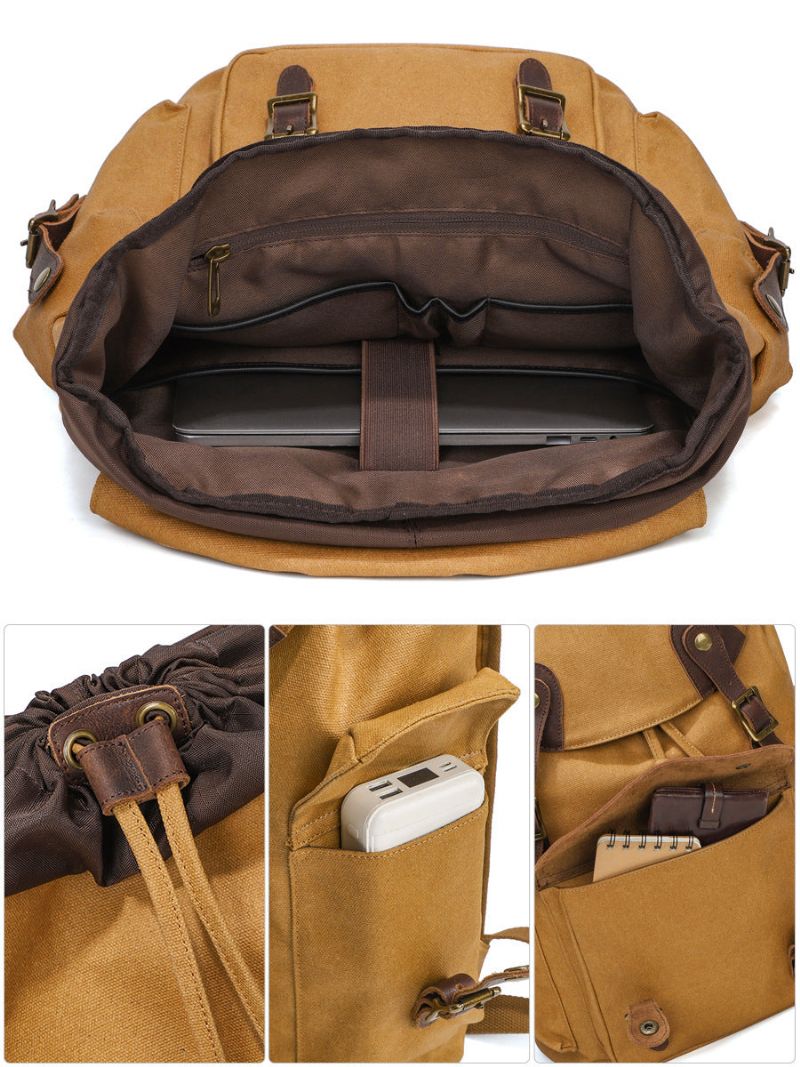 Gewaxte Canvas Rugzak Vintage Outdoor Reizen Voor Heren