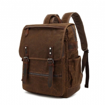 Gewaxte Canvas Vintage Rugzaklaptop Voor School