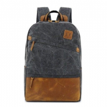 Heren Canvas Rugzak Schooltas 14 Inch Laptoptas