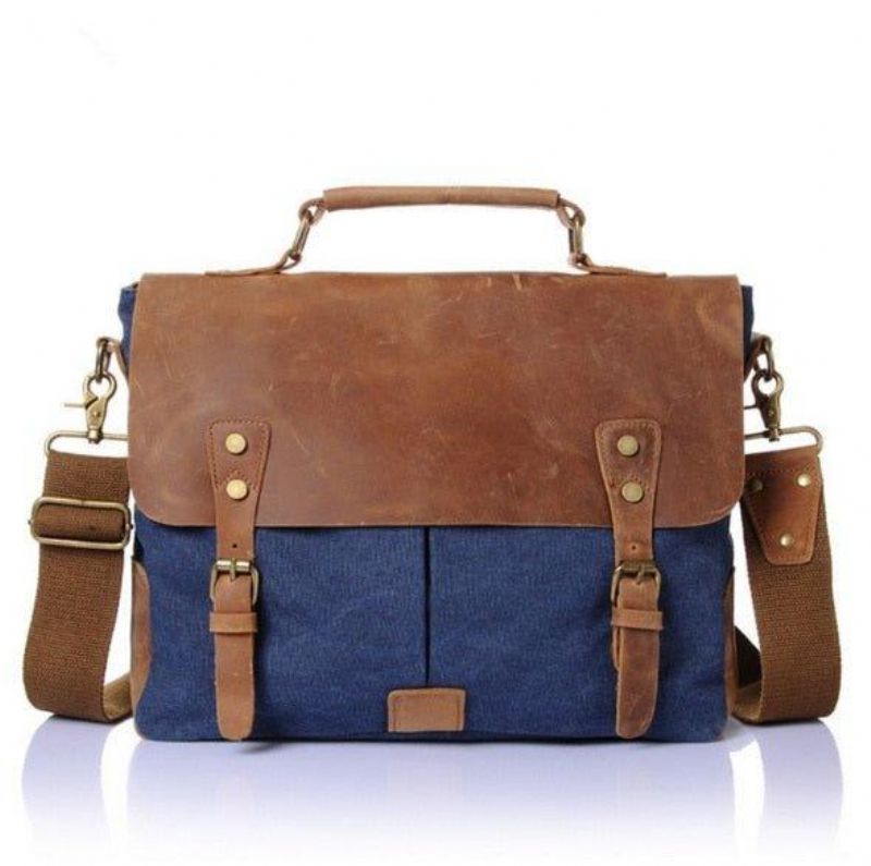 Koerierstas Messengertassen Schooltas Vintage Canvas Leer