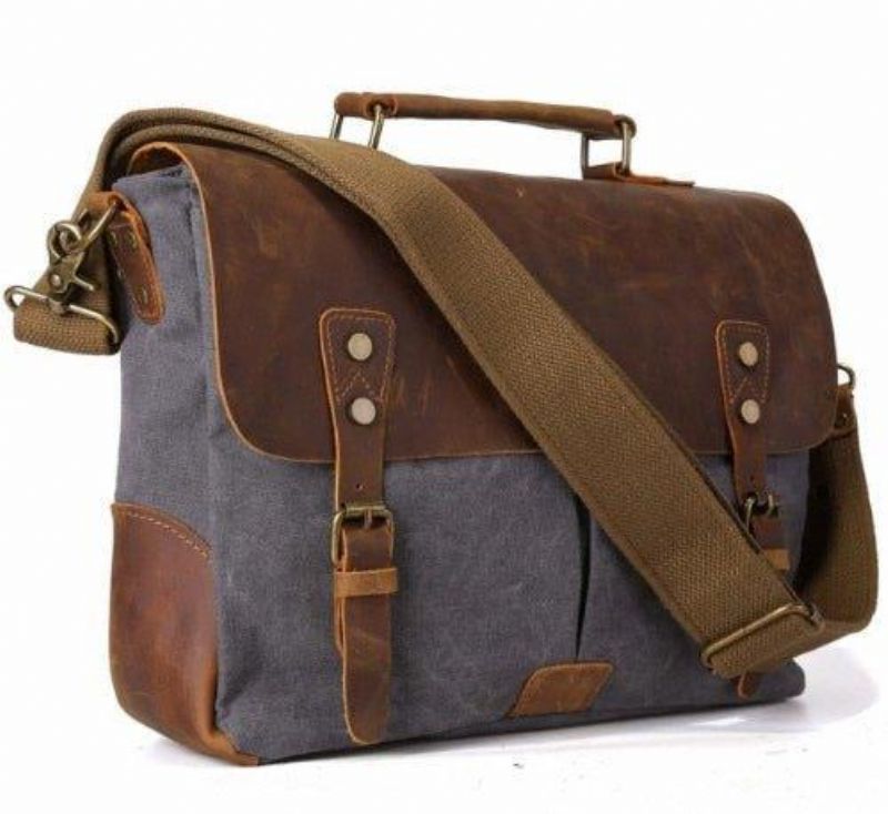 Koerierstas Messengertassen Schooltas Vintage Canvas Leer