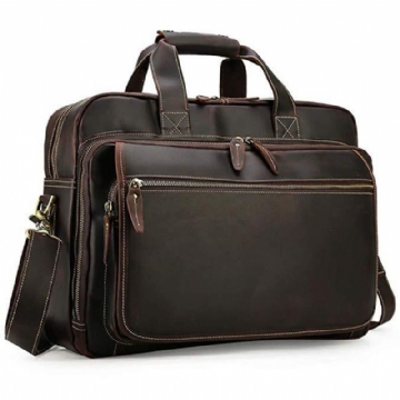 Leren Aktetas Attache Case Geschikt Voor 17 Inch Laptop