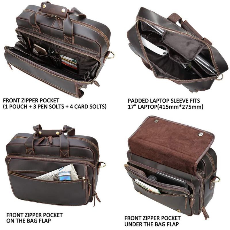 Leren Aktetas Attache Case Geschikt Voor 17 Inch Laptop