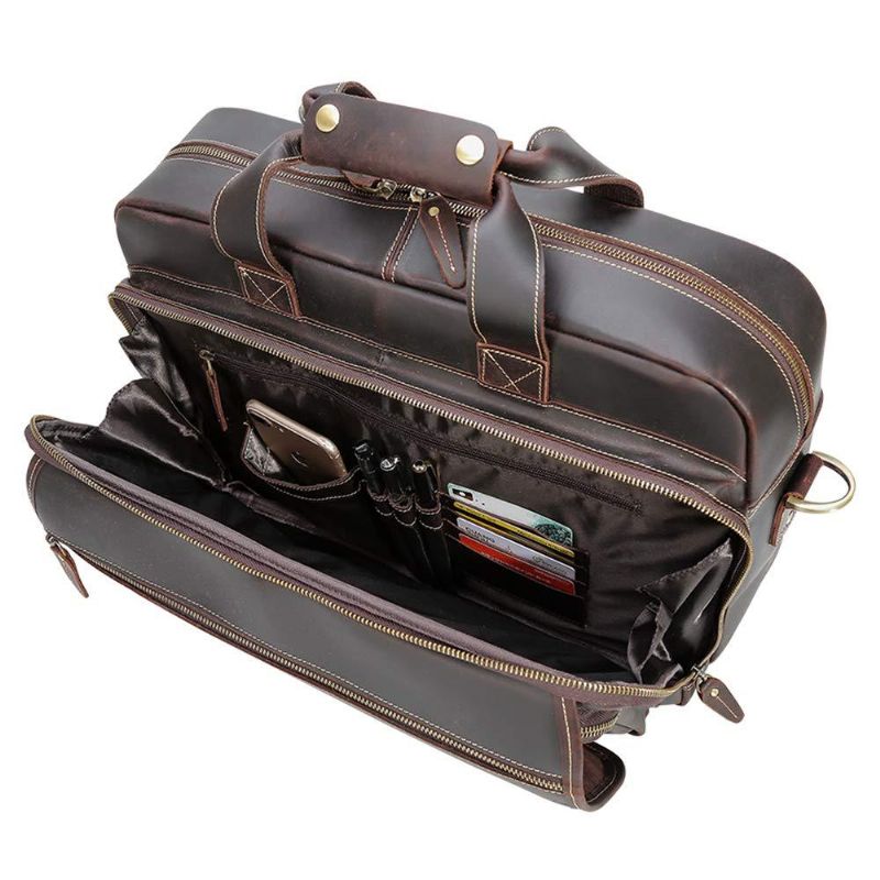 Leren Aktetas Attache Case Geschikt Voor 17 Inch Laptop