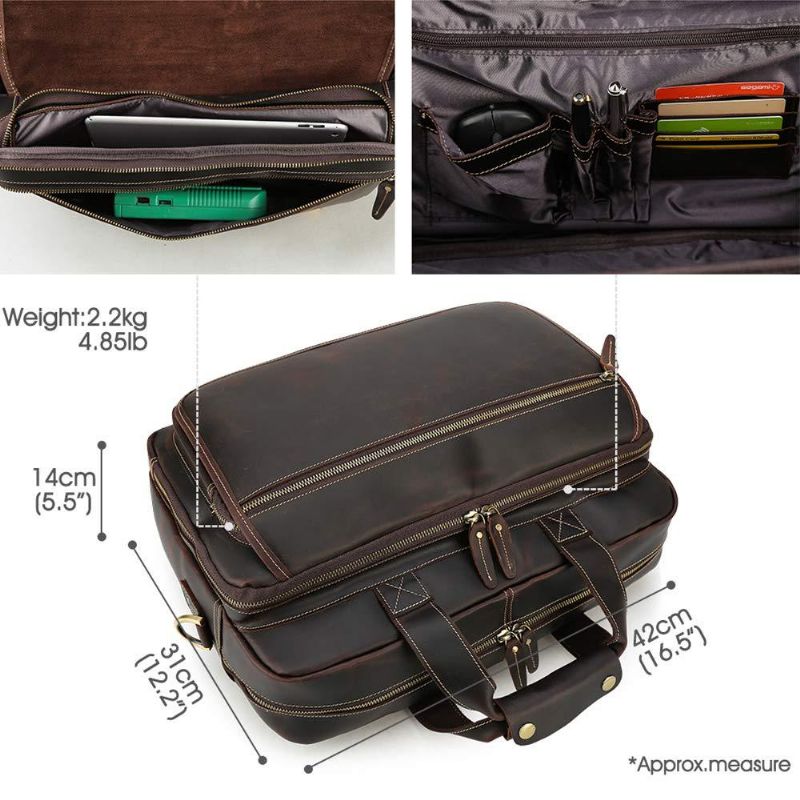 Leren Aktetas Attache Case Geschikt Voor 17 Inch Laptop