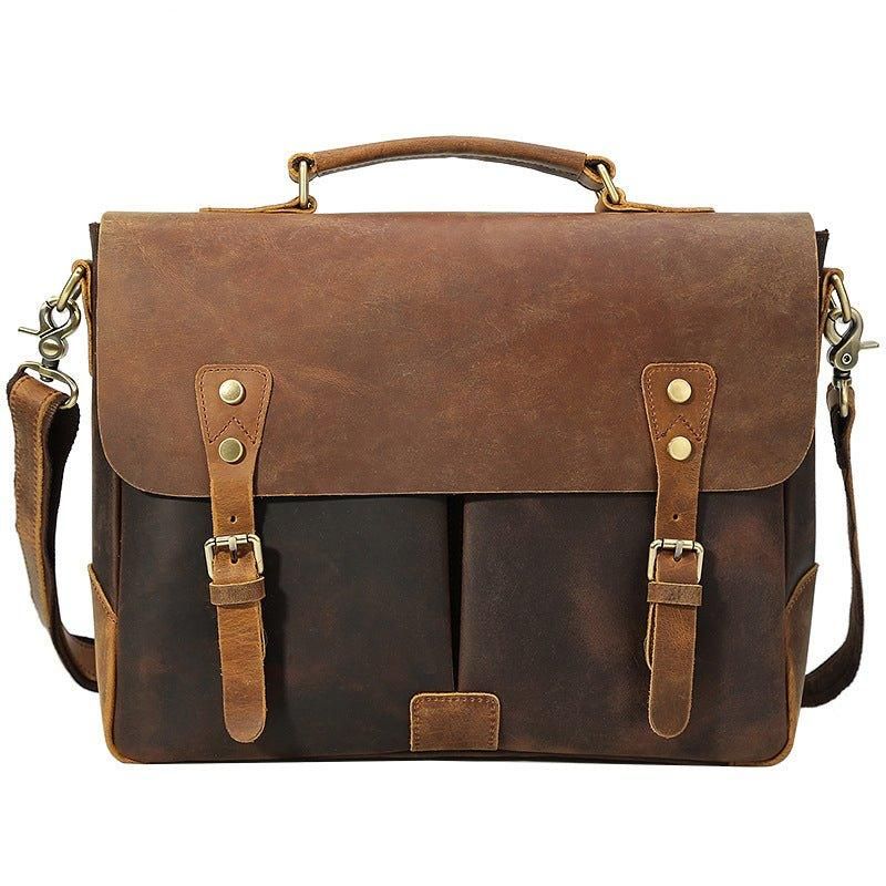 Leren Tas Voor Herenlaptop 14 Inch Bruin