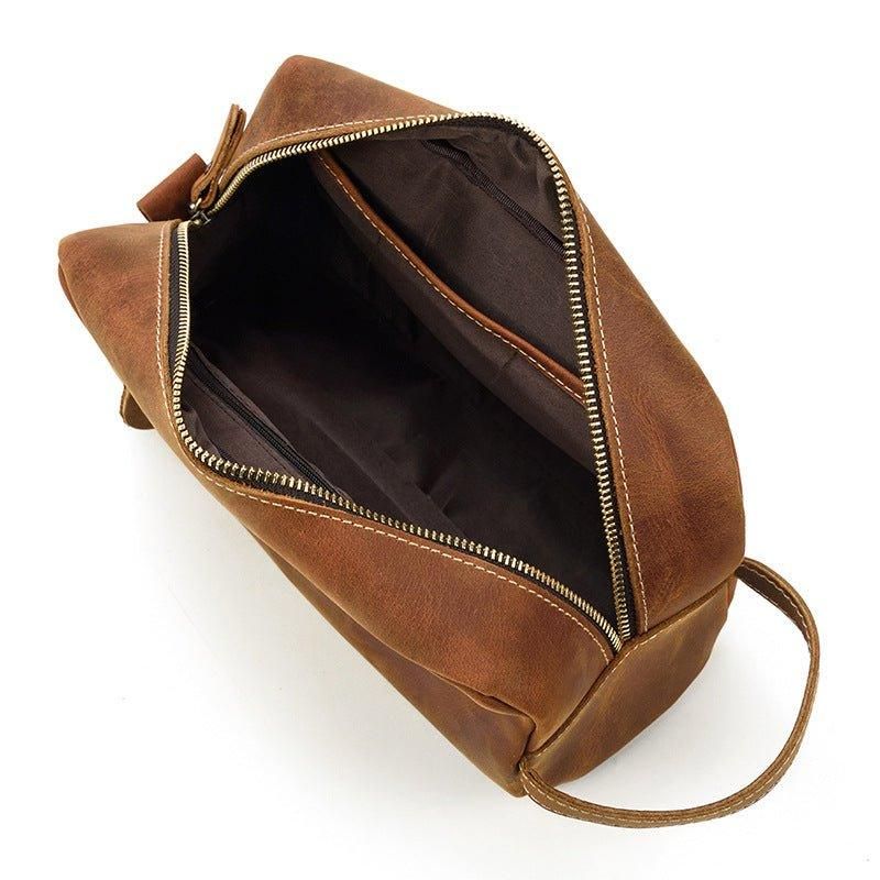 Leren Toilettas Dopp Kit Scheeretui