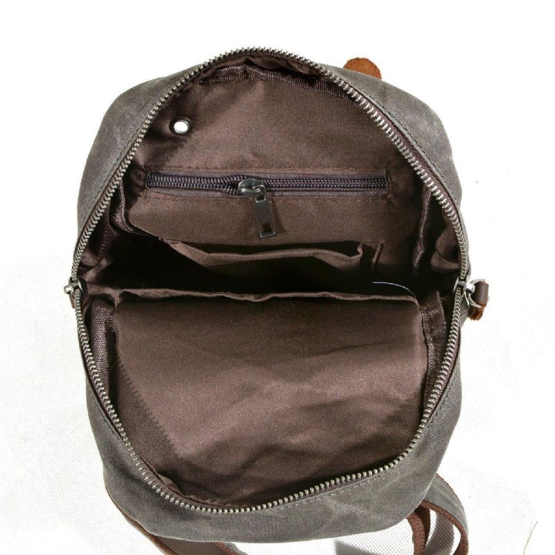 Sling Backpack Crossbodytas Van Gewaxt Canvas Voor Heren