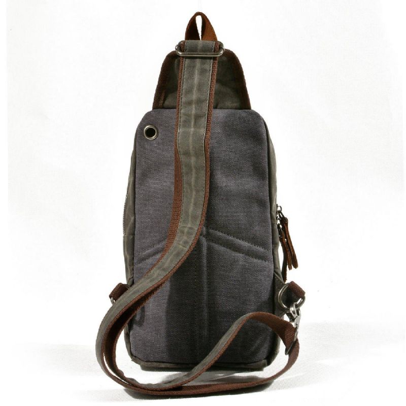 Sling Backpack Crossbodytas Van Gewaxt Canvas Voor Heren