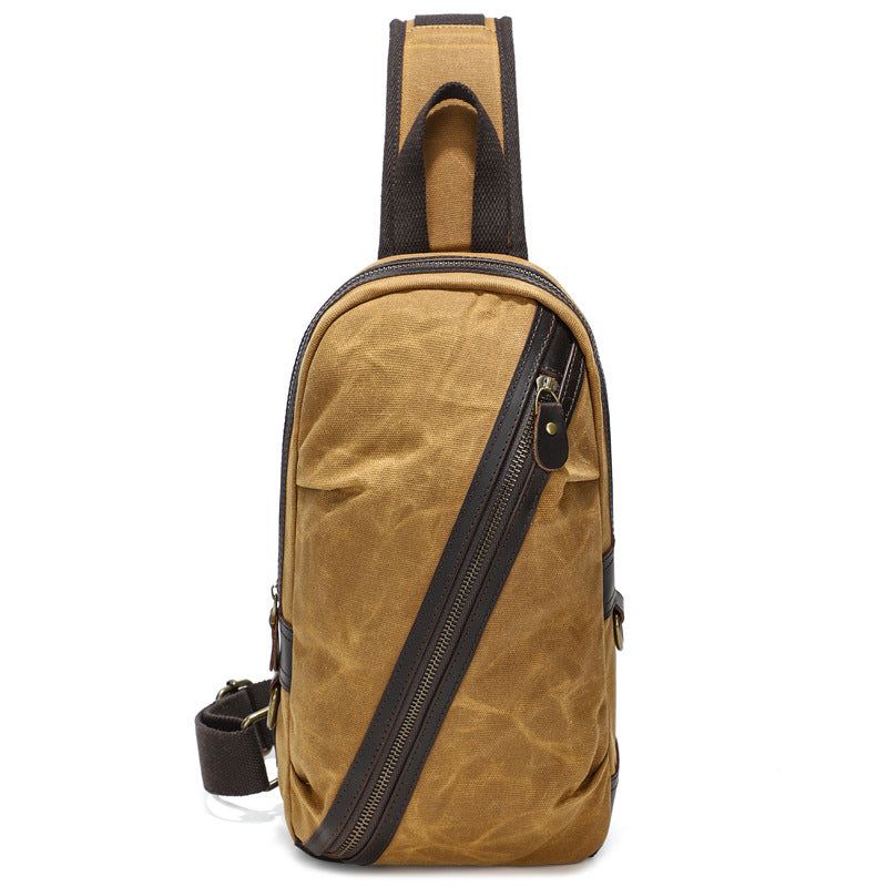 Sling Bag Van Gewaxt Canvas Met Leer Voor Heren