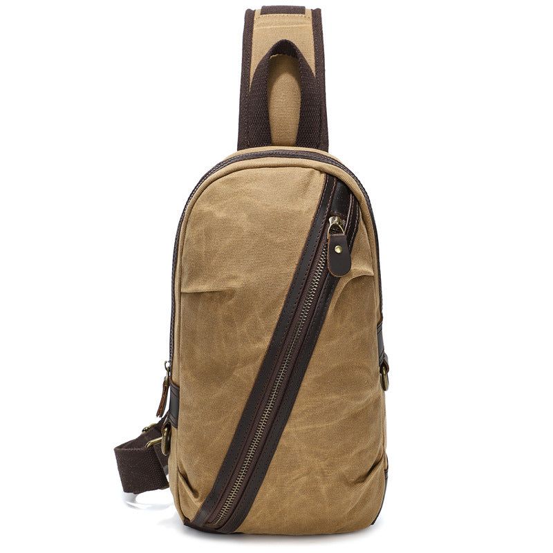 Sling Bag Van Gewaxt Canvas Met Leer Voor Heren