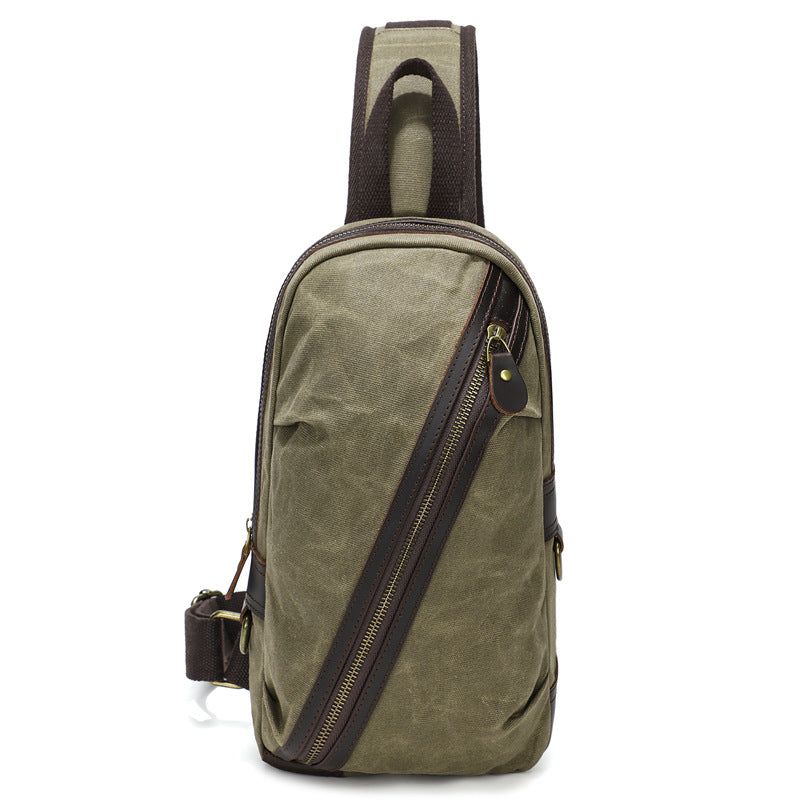 Sling Bag Van Gewaxt Canvas Met Leer Voor Heren