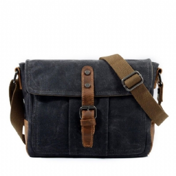 Vintage Gewaxt Canvas Crossbody Koerierstas Messengertassen Klein