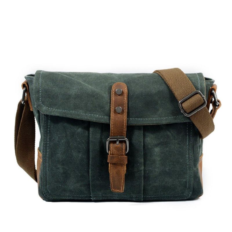 Vintage Gewaxt Canvas Crossbody Koerierstas Messengertassen Klein