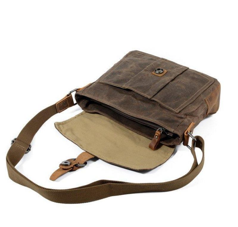 Vintage Gewaxt Canvas Crossbody Koerierstas Messengertassen Klein