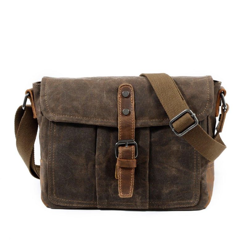 Vintage Gewaxt Canvas Crossbody Koerierstas Messengertassen Klein