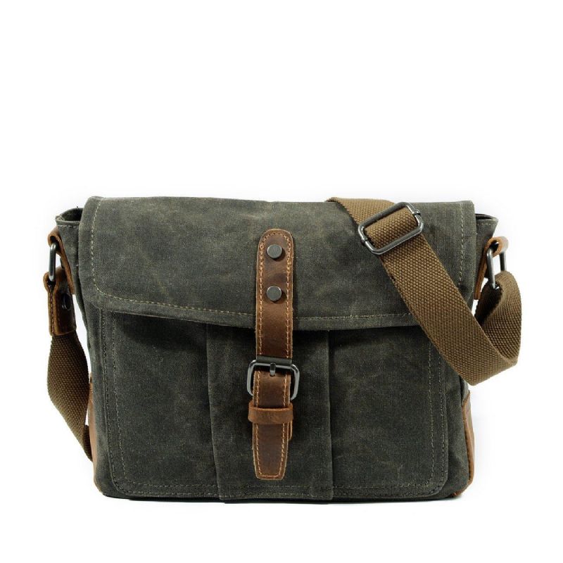 Vintage Gewaxt Canvas Crossbody Koerierstas Messengertassen Klein