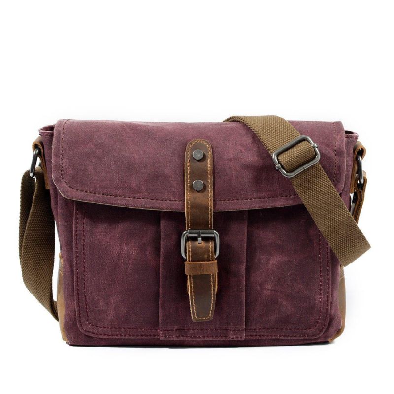 Vintage Gewaxt Canvas Crossbody Koerierstas Messengertassen Klein