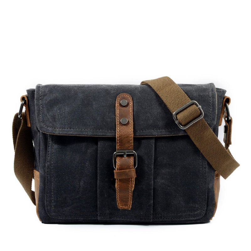 Vintage Gewaxt Canvas Crossbody Koerierstas Messengertassen Klein