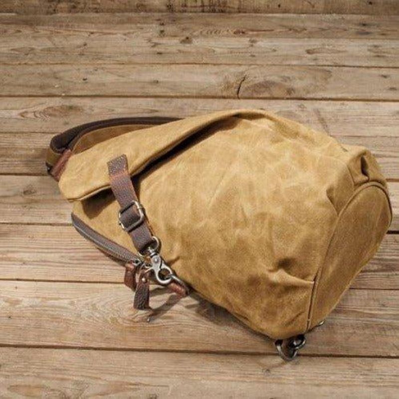 Vintage Gewaxt Canvas Crossbodytas Voor Heren