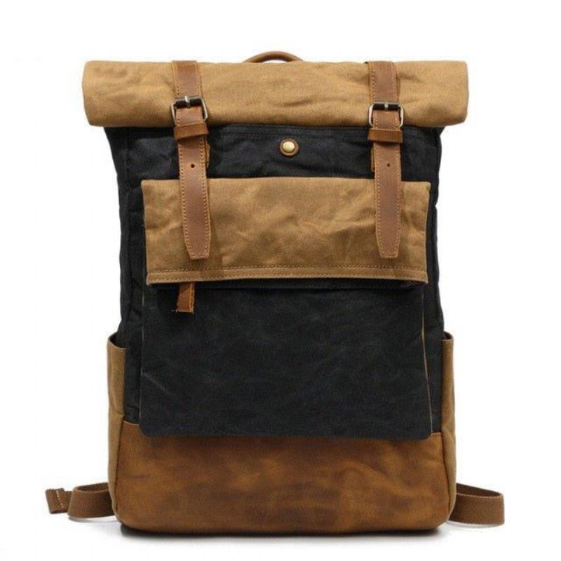 Vintage Gewaxte Canvas Rugzak Roll Top Travel