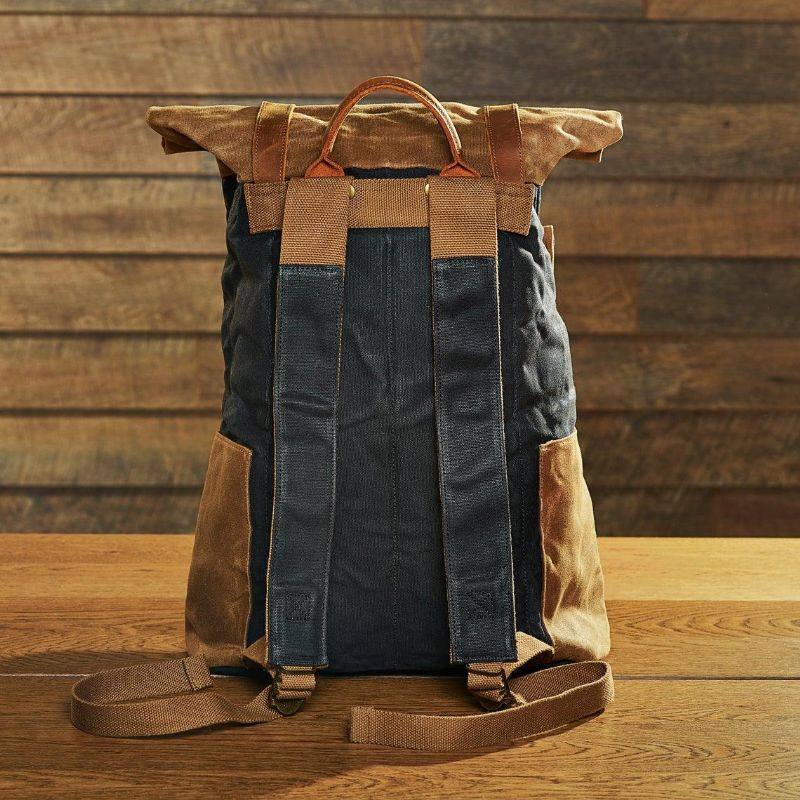 Vintage Gewaxte Canvas Rugzak Roll Top Travel