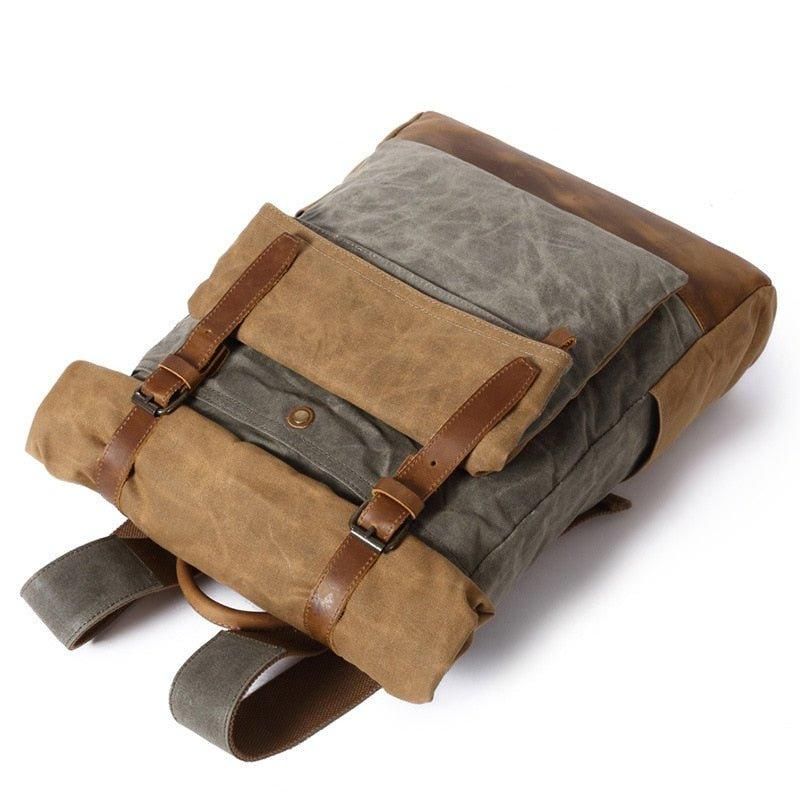 Vintage Gewaxte Canvas Rugzak Roll Top Travel