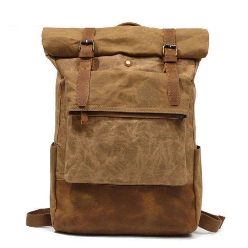 Vintage Gewaxte Canvas Rugzak Roll Top Travel