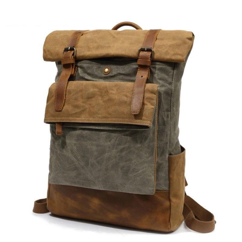 Vintage Gewaxte Canvas Rugzak Roll Top Travel