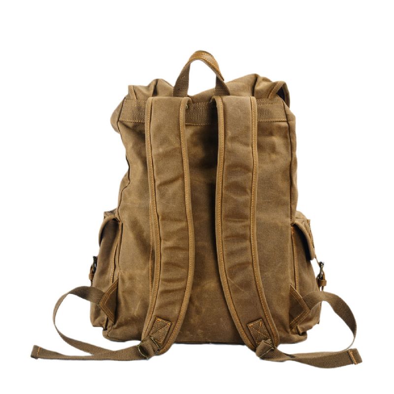 Vintage Gewaxte Canvas Rugzak Voor School Buiten